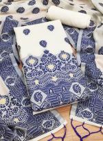 Banarasi Cotton Blue Traditional Wear Embroidery Work Dress Material